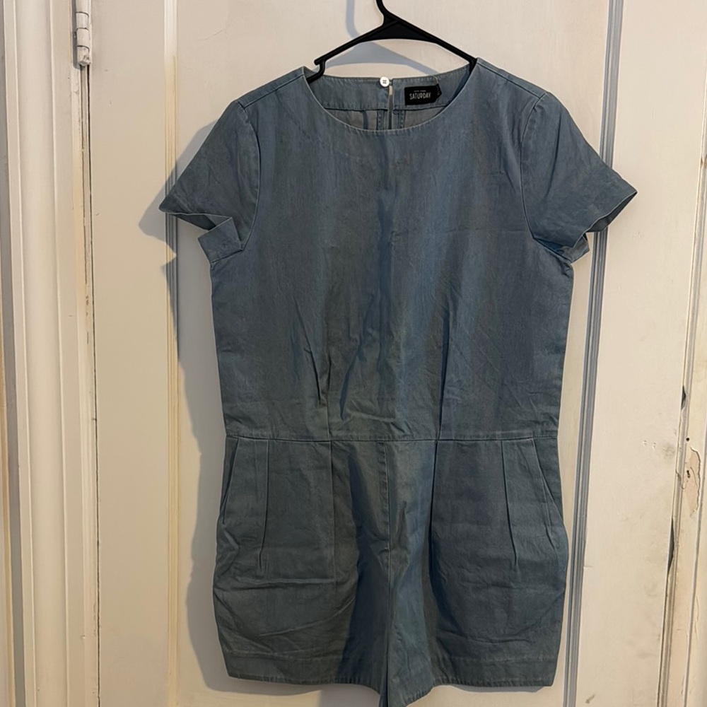 Blue Short Sleeve Romper